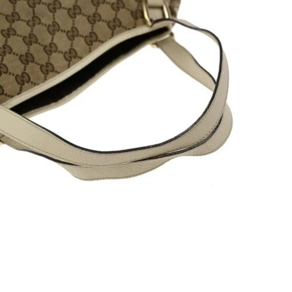 GUCCI Logo GG Pattern Shoulder Tote Bag Canvas Leather Brown White Italy 85EG225 - Picture 8 of 15